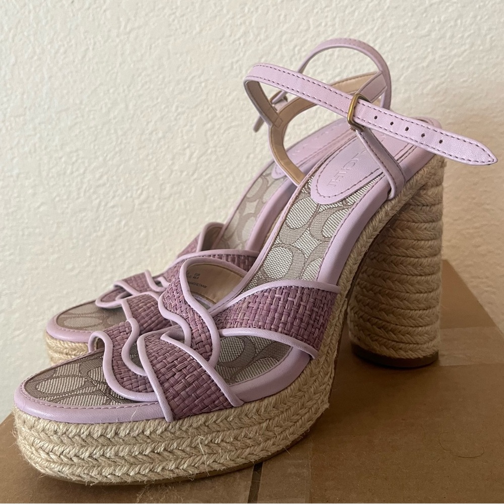 Coach Lavender Woven Espadrille Wedge Sandals - Picture 2 of 5